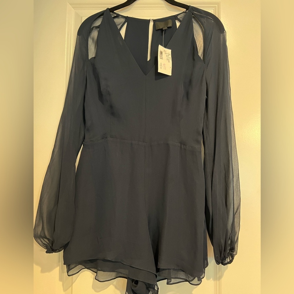 Navy Astra Cut Out Romper. NWT Size XS. - Picture 3 of 5